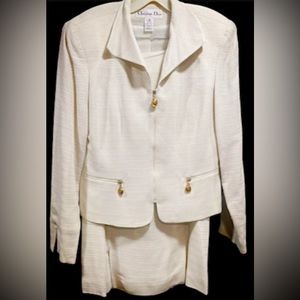Vintage Christian Dior Jacket And Skirt Suit Gold CD Buttons Sz 8